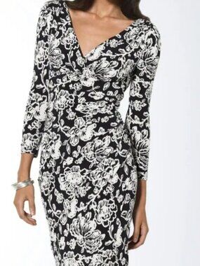 Lauren Ralph Lauren Women's Sheath Dress Size 14 NWT 3/4 Sleeves Black White